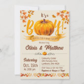 Pumpkin Herfst Baby shower Invitation Boy Kaart (Voorkant)