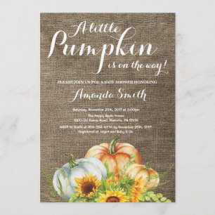 Pumpkin Herfst Baby shower Invitation Burlap Kaart