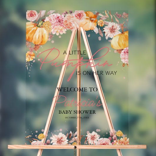Pumpkin Herfst Baby shower Welkomstbord Acryl Bord (Neutraal)