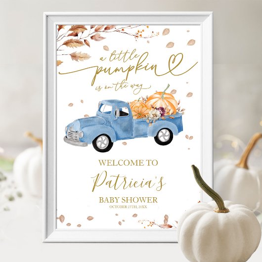 Pumpkin Herfst Baby shower Welkomstbord Poster
