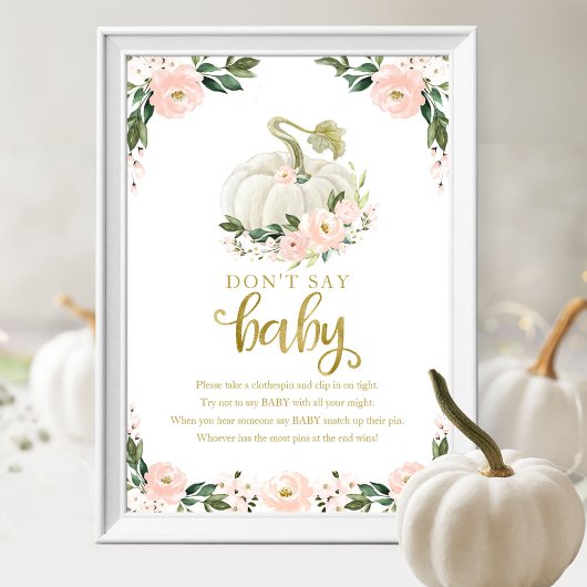 Pumpkin Herfst Baby shower Zeg geen Baby Poster