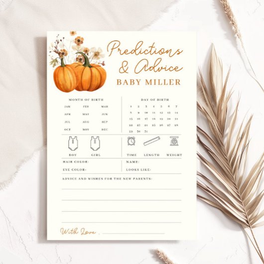 Pumpkin Herfst Baby voorspellingen advies spel Kaa Kaart