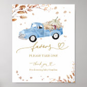 Pumpkin Herfst Boy Baby shower Favors Sign Poster (Voorkant)