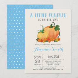 Pumpkin Herfst Boy Baby shower Invitation Card Kaart