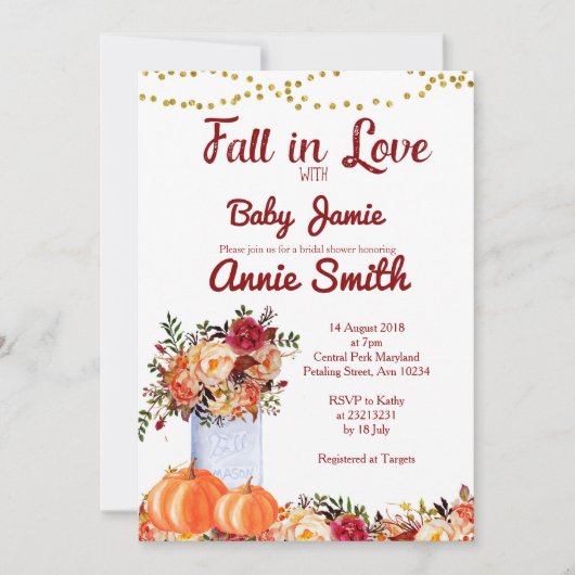 Pumpkin herfst bruids douche uitnodiging (Voorkant)