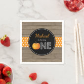 Pumpkin Herfst eerste verjaardag Oranje Rustisch Servet (Insitu)