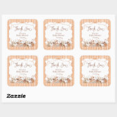 Pumpkin Herfst Floral Baby shower Hartelijk dank Vierkante Sticker (Vel)