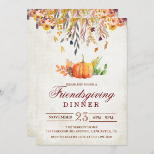 Pumpkin Herfst Friendsgiving Dinner Invitation Kaart