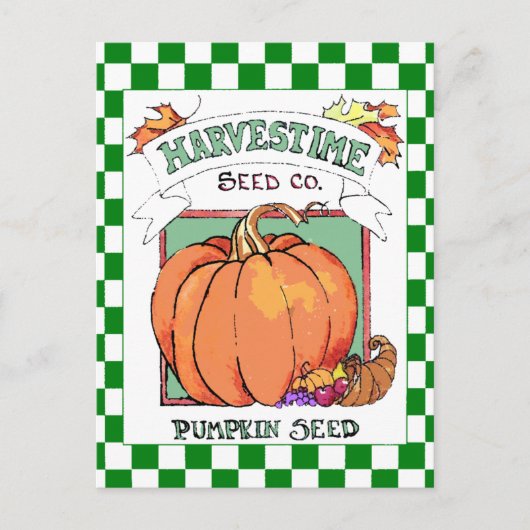 Pumpkin-Herfst Harvest-Seed Packet Briefkaart (Voorkant)