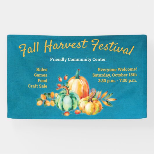 Pumpkin Herfst Harvest Spandoek (Horizontaal)