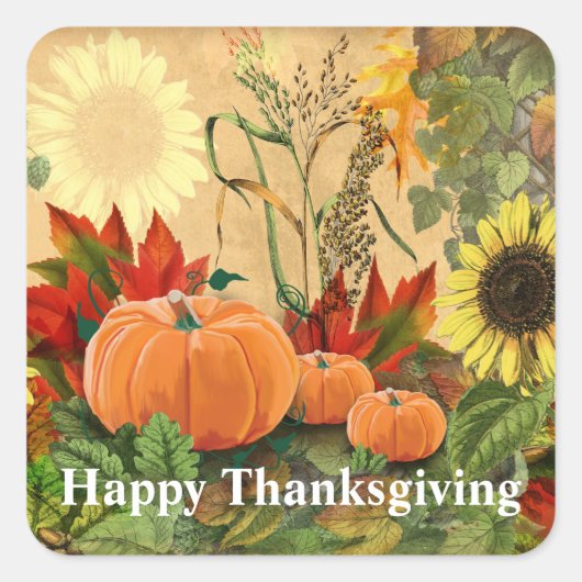 Pumpkin Herfst Harvest Vierkante Sticker (Voorkant)