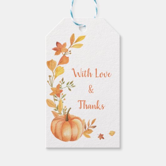 Pumpkin Herfst Rustic Foliage Dank u Cadeaulabel (Voorkant)