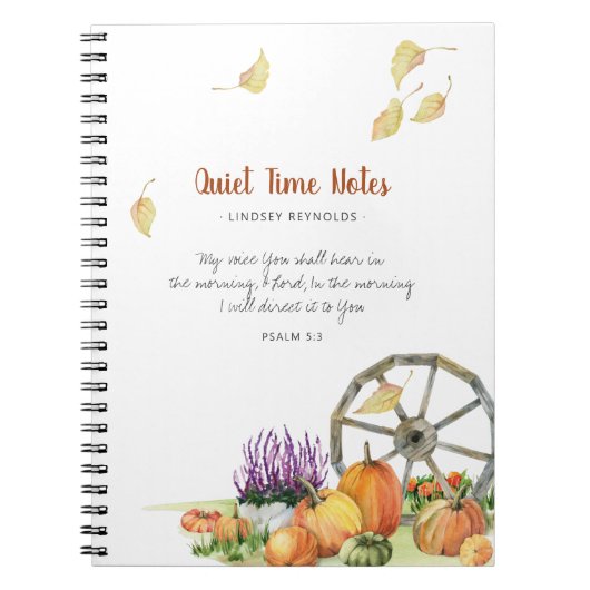 Pumpkin Herfst Rustic Monogram Quiet Time Notitieb Notitieboek (Voorkant)