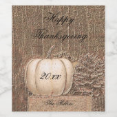 Pumpkin Herfst White Gold Metallic Elegant Land Wijn Etiket (Enkel label)