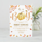 Pumpkin Het is een Baby shower. Kaart (Staand voorkant)