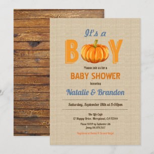 Pumpkin, het is een baby shower-uitnodiging voor e kaart
