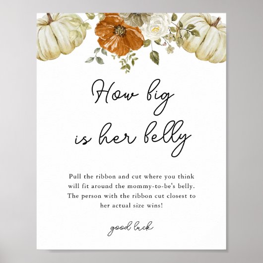 Pumpkin Hoe groot is haar buik Baby shower spel Poster (Voorkant)