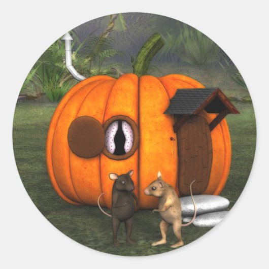 Pumpkin House Mouse Sticker (Voorkant)