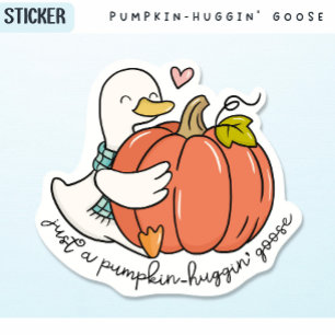 Pumpkin-Huggin’ Goose met Herfst Hart en Gezellig Sticker