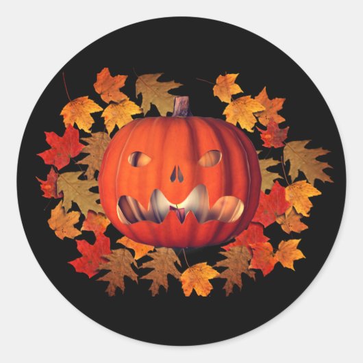 Pumpkin Jack O Lantern Halloween Cute Ronde Sticker (Voorkant)