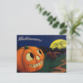 Pumpkin Jack O Lantern Man in de Maan Briefkaart (Staand voorkant)