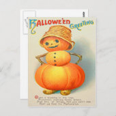 Pumpkin Jack O' Lantern Snowman Briefkaart (Voorkant / Achterkant)