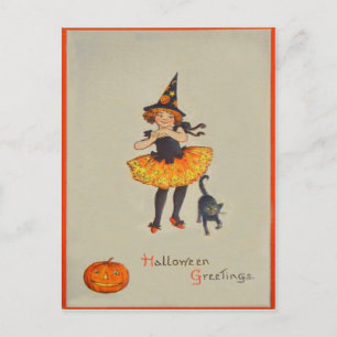 Pumpkin Jack O Lantern Witch Black Cat Briefkaart