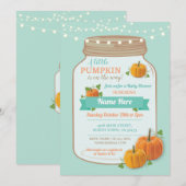 Pumpkin Jar Herfst Mint Lights Baby shower Uitnodi Kaart (Voorkant / Achterkant)