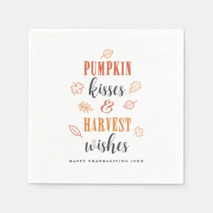 Pumpkin Kisses & Harvest Wishes Thanksgiving Servet