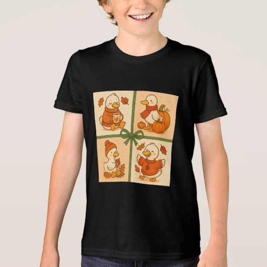 Pumpkin Latte Goose Herfst Tri-Blend Shirt (Voorkant)