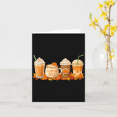 Pumpkin Latte Sce Coffee Fall Drink Halloween Autu Kaart (Gele Bloem)