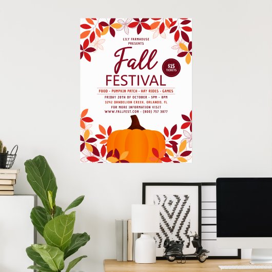 Pumpkin Leaves Lijst Herfst Festival Event Poster (Thuiskantoor)