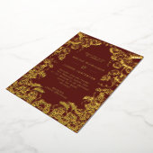 Pumpkin Lijst Fall Wedding Burgundy & Gold Foil Folie Uitnodiging (Gedraaid)