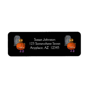 Pumpkin Man Tombstone Halloween Adres Etiket