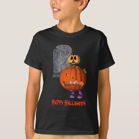 Pumpkin Man Tombstone Halloween Funny T-shirt (Voorkant)