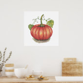 Pumpkin met wijnstokken in Waterverf Poster (Keuken)