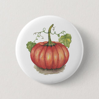 Pumpkin met wijnstokken in Waterverf Ronde Button 5,7 Cm