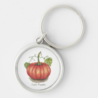 Pumpkin met wijnstokken in Waterverf Sleutelhanger