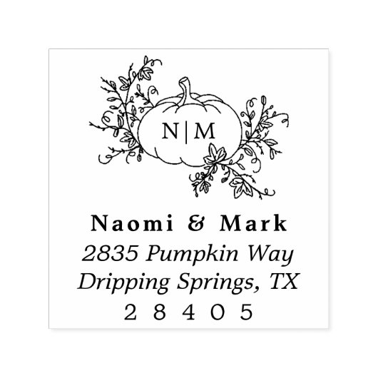 Pumpkin Monogram Adres Zelfinktende Stempel (Design)