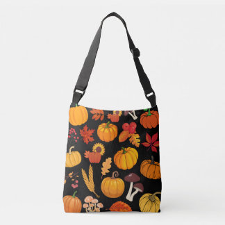 Pumpkin mushrooms fall autumn Thanksgiving pattern Crossbody Tas