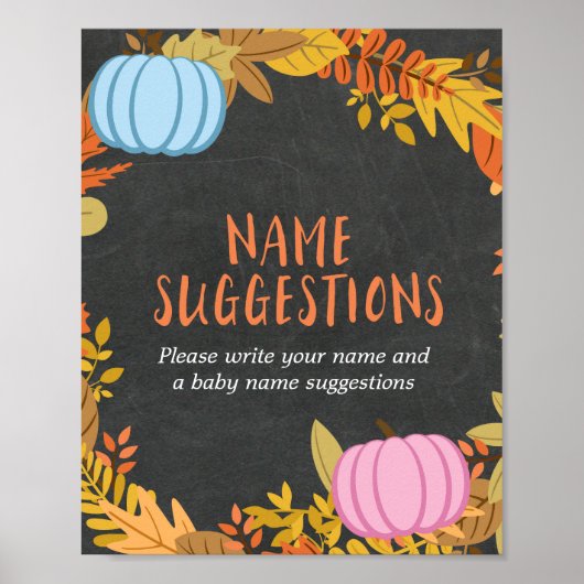Pumpkin Name Suggestition Board Gender Reopenbaarm Poster (Voorkant)