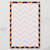 Pumpkin, Navy Blue Large Chevron ZigZag Pattern Briefpapier (Voorkant)
