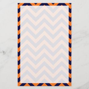 Pumpkin, Navy Blue Large Chevron ZigZag Pattern Briefpapier