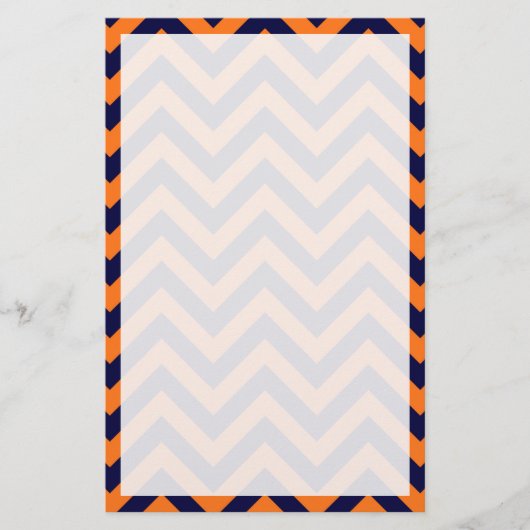 Pumpkin, Navy Blue Large Chevron ZigZag Pattern Briefpapier (Voorkant)