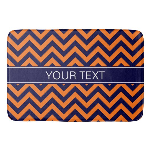 Pumpkin Navy LG Chevron Navy Blue Name Monogram Badmat (Voorkant)