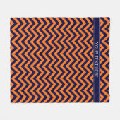 Pumpkin Navy LG Chevron Navy Blue Name Monogram Fleece Deken (Voorkant (Horizontaal))