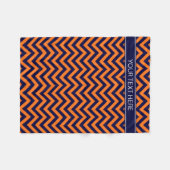 Pumpkin Navy LG Chevron Navy Blue Name Monogram Fleece Deken (Voorkant (Horizontaal))