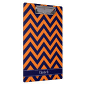 Pumpkin Navy LG Chevron Navy Blue Name Monogram Klembord (Rechts)