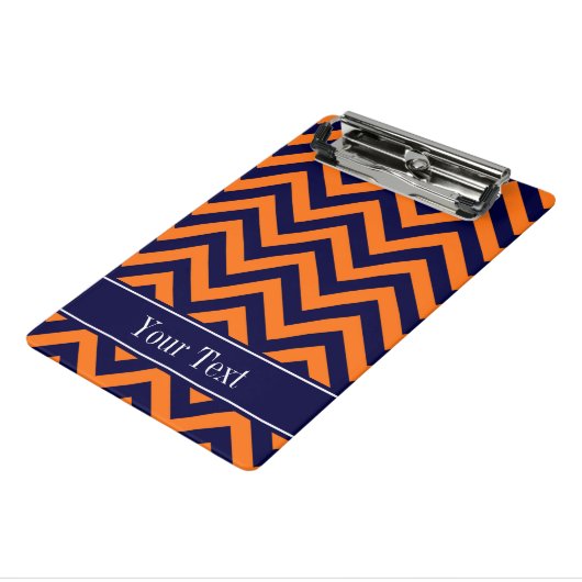 Pumpkin Navy LG Chevron Navy Blue Name Monogram Mini Klembord (Angled3)
