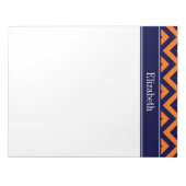 Pumpkin Navy LG Chevron Navy Blue Name Monogram Notitieblok (Voorkant)
